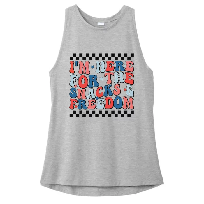 Here For Snacks And Freedom 4th Of July Ladies Tri-Blend Wicking Tank