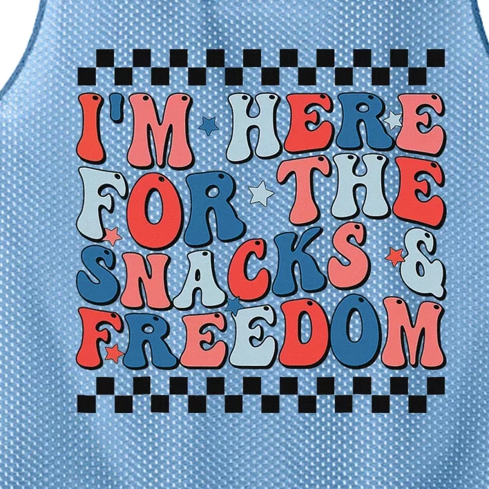 Here For Snacks And Freedom 4th Of July Mesh Reversible Basketball Jersey Tank