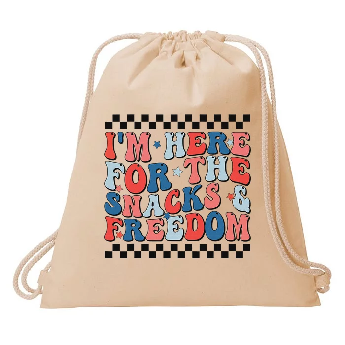 Here For Snacks And Freedom 4th Of July Drawstring Bag