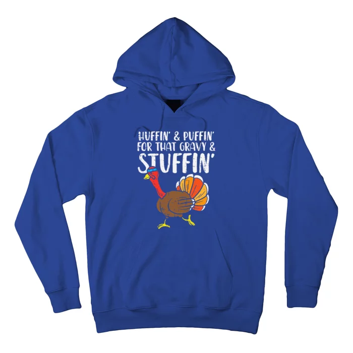 Huffin For Stuffin Running Turkey Funny Runner Thanksgiving Hoodie