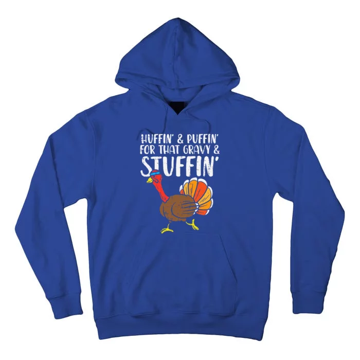 Huffin For Stuffin Running Turkey Funny Runner Thanksgiving Tall Hoodie