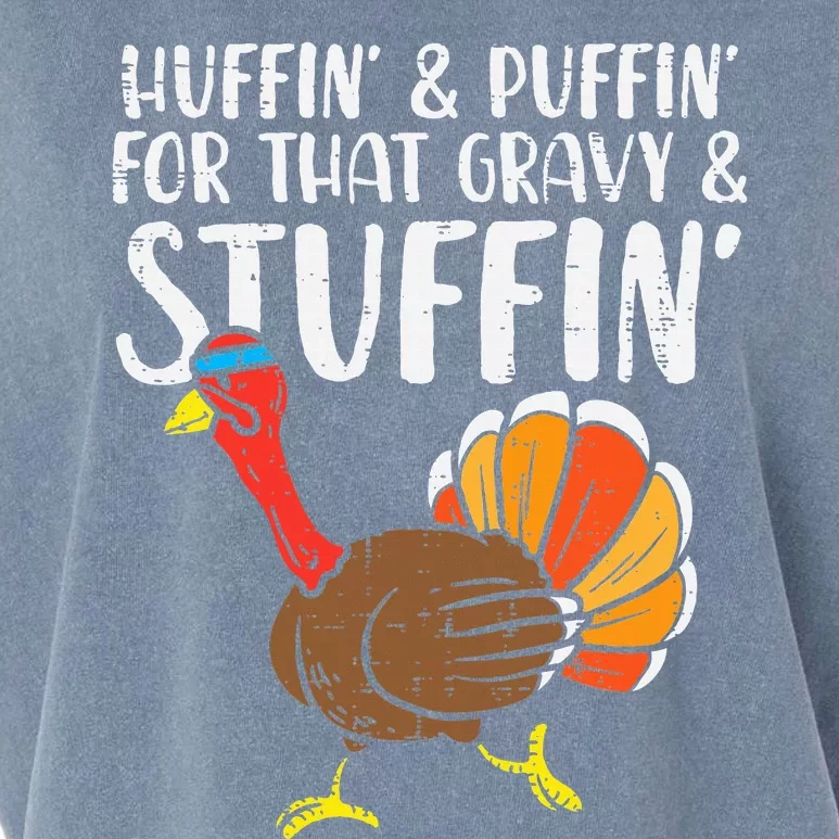 Huffin For Stuffin Running Turkey Funny Runner Thanksgiving Garment-Dyed Women's Muscle Tee