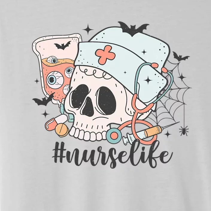 Halloween Funny Skeleton With A NurseS Hat Gift ChromaSoft Performance T-Shirt