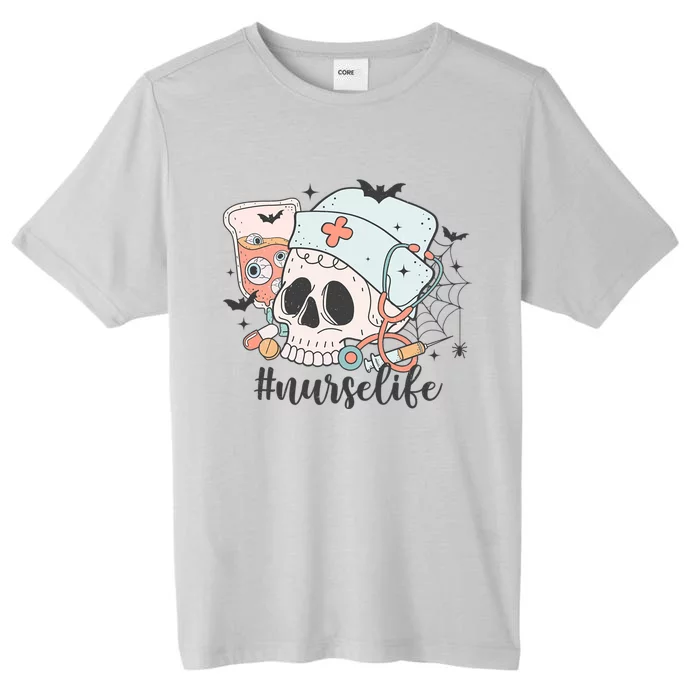 Halloween Funny Skeleton With A NurseS Hat Gift ChromaSoft Performance T-Shirt