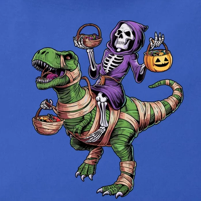 Halloween Funny Skeleton Riding Mummy Dinosaur Trex Great Gift Zip Tote Bag