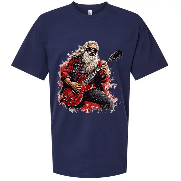 Happy festive Season for Motorcycle Santa and Guitar Lovers Sueded Cloud Jersey T-Shirt