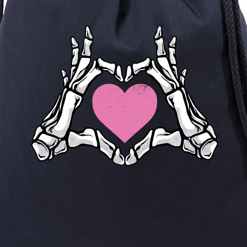 Halloween Funny Skeleton Hands Heart Gift Drawstring Bag