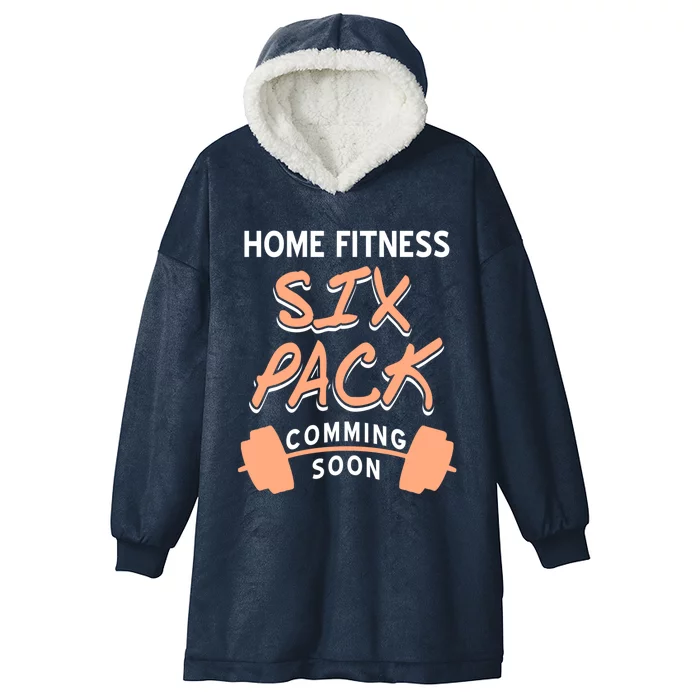 Home Fitness Six Pack Coming Soon Retro Funny Present Gift Hooded Wearable Blanket