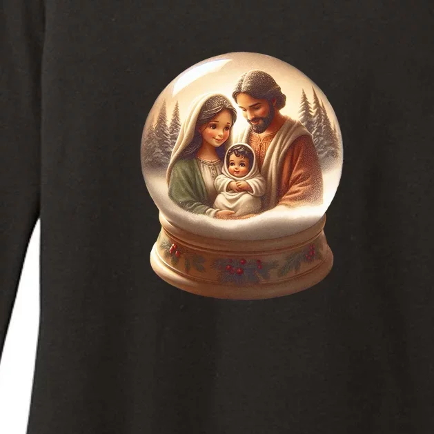 Holy Family Snow Globe Womens CVC Long Sleeve Shirt