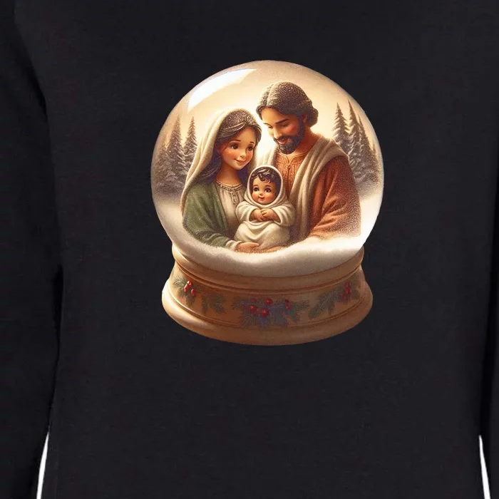 Holy Family Snow Globe Womens California Wash Sweatshirt