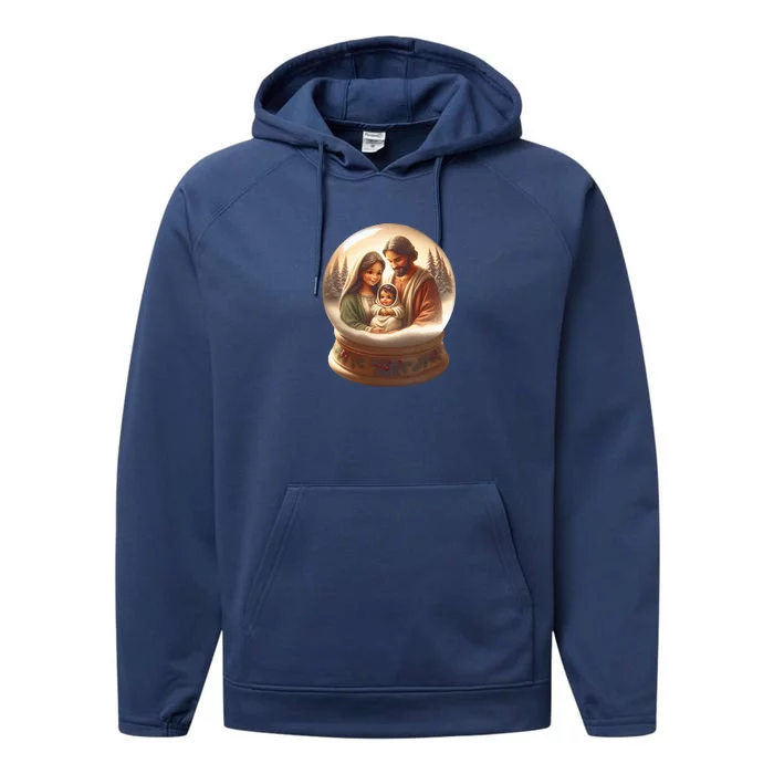 Holy Family Snow Globe Performance Fleece Hoodie