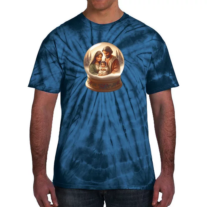 Holy Family Snow Globe Tie-Dye T-Shirt