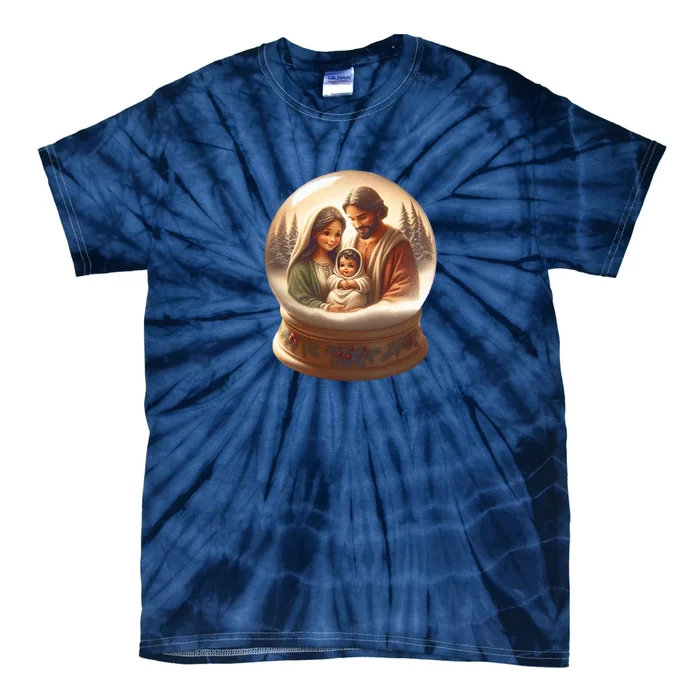 Holy Family Snow Globe Tie-Dye T-Shirt