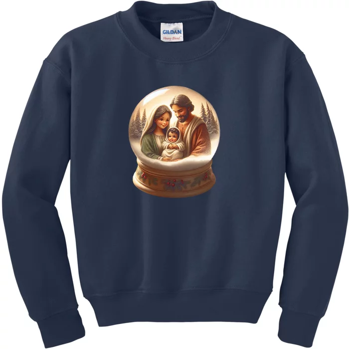 Holy Family Snow Globe Kids Sweatshirt