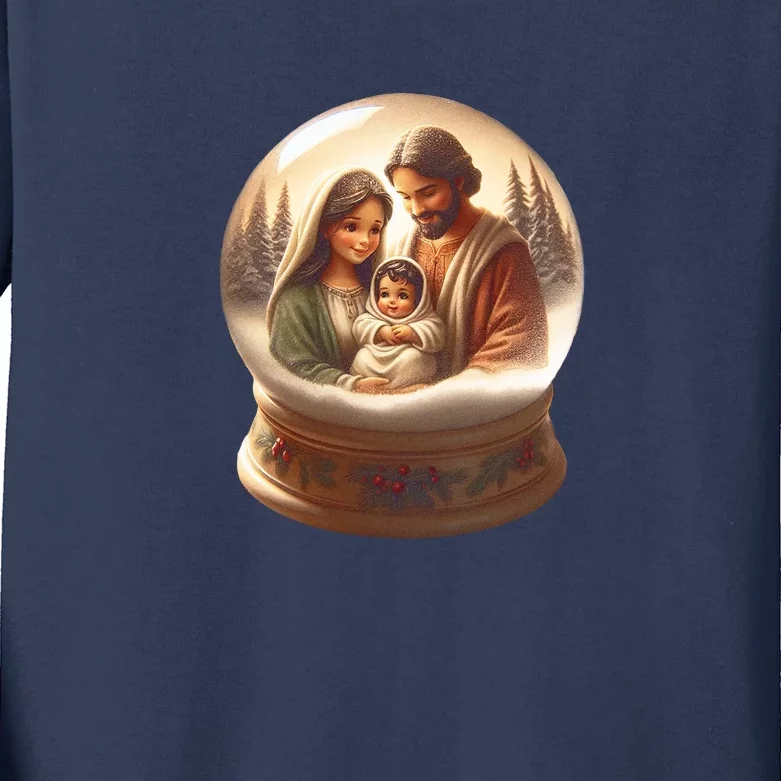 Holy Family Snow Globe Kids Long Sleeve Shirt