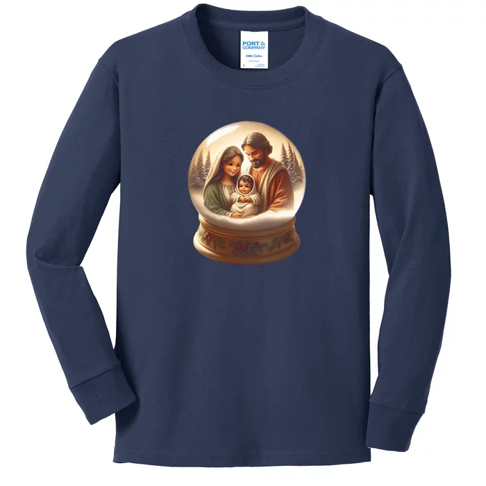 Holy Family Snow Globe Kids Long Sleeve Shirt