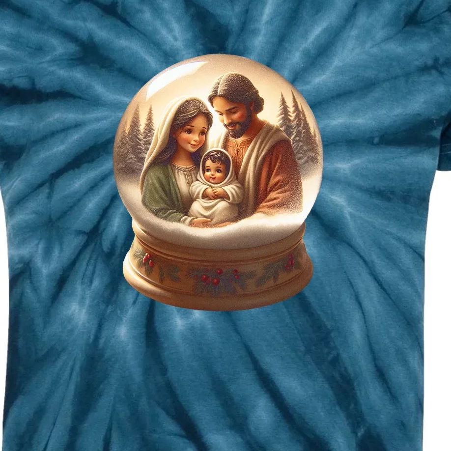 Holy Family Snow Globe Kids Tie-Dye T-Shirt