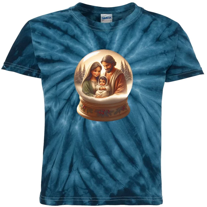 Holy Family Snow Globe Kids Tie-Dye T-Shirt