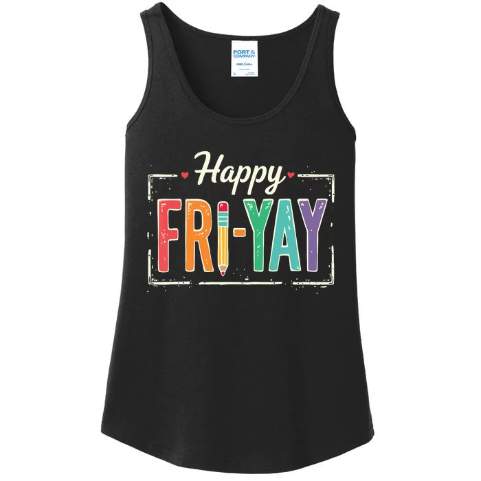 Happy Friyay Teacher Essentials Ladies Essential Tank