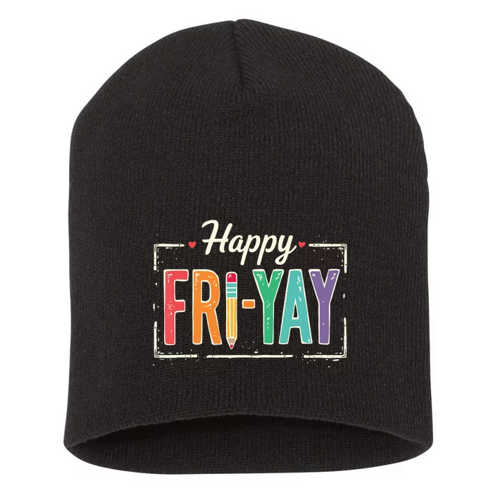 Happy Friyay Teacher Essentials Short Acrylic Beanie