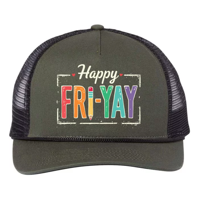 Happy Friyay Teacher Essentials Retro Rope Trucker Hat Cap