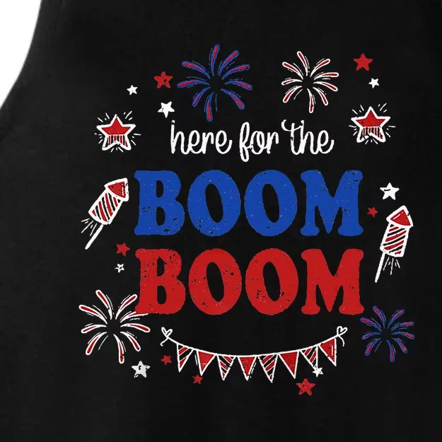 Here For The Boom Boom 4th of July Fireworks Independence Ladies Tri-Blend Wicking Tank