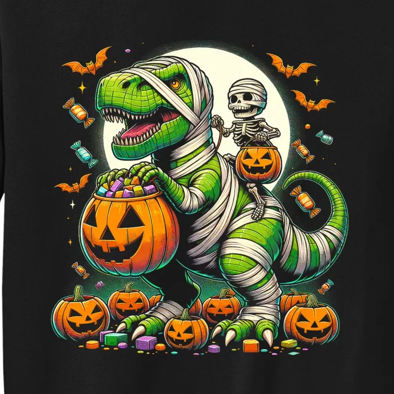 Halloween Funny T Rex Dinosaur Mummy Trick Treat Tall Sweatshirt