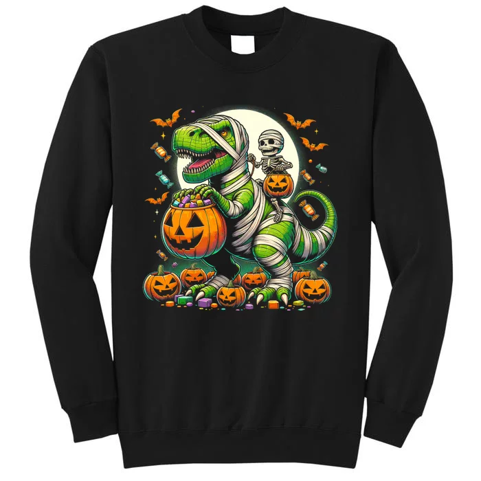 Halloween Funny T Rex Dinosaur Mummy Trick Treat Tall Sweatshirt