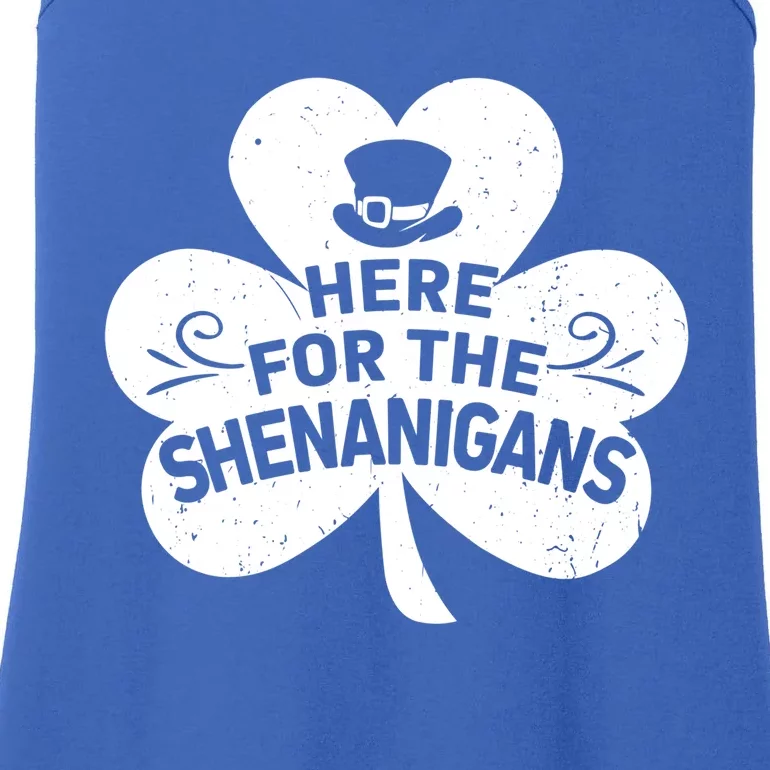 Here For The Shenanigans Funny St Patricks Day Shamrock Gift Ladies Essential Tank