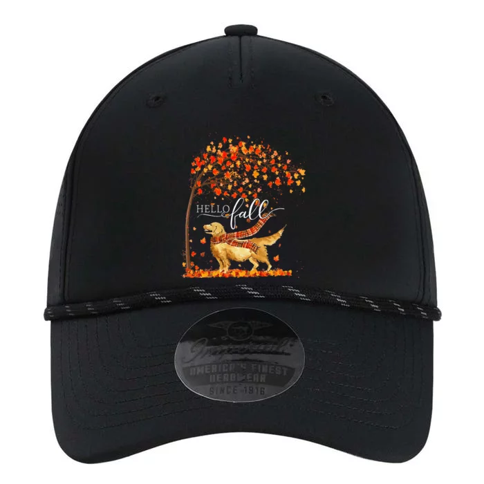 Hello Fall Tree Thanksgiving Dog Lover Golden Retriever Performance The Dyno Cap