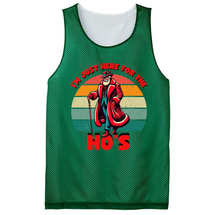 Here For The Hos Inappropriate Santa Xmas Naughty List 2024 Mesh Reversible Basketball Jersey Tank