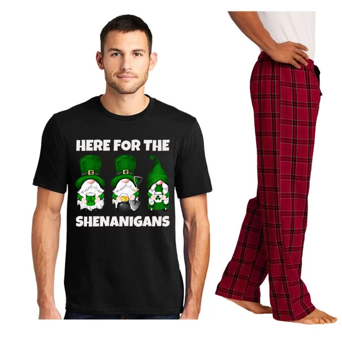 Here For The Shenanigans Funny St Patrick's Day Gnome Gift Pajama Set