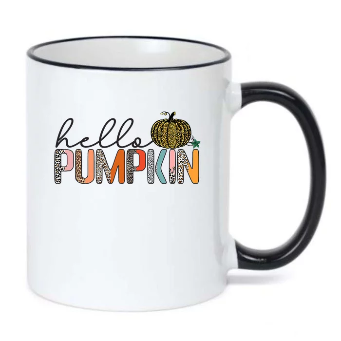 Hello Fall Theme Cheetah Pumpkin Leopard Black Color Changing Mug