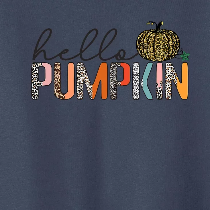 Hello Fall Theme Cheetah Pumpkin Leopard Toddler T-Shirt