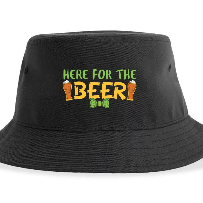 Here For The Beer Funny Drinking Gift St Patricks Day Sustainable Bucket Hat