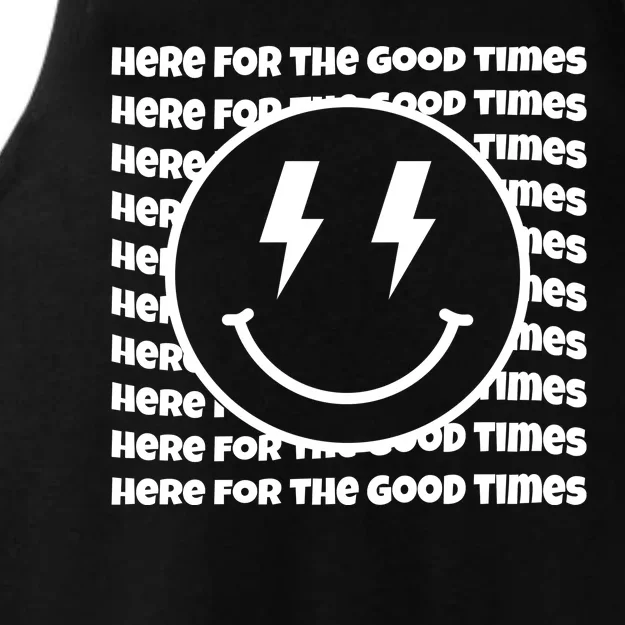 Here For The Good Times Retro Smile Ladies Tri-Blend Wicking Tank