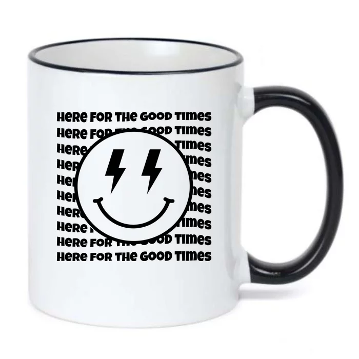 Here For The Good Times Retro Smile Black Color Changing Mug