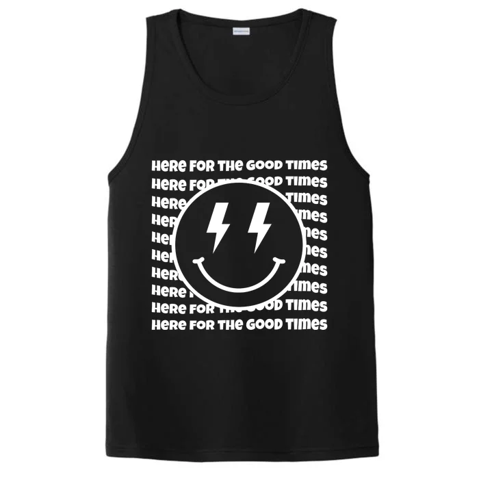 Here For The Good Times Retro Smile Performance Tank