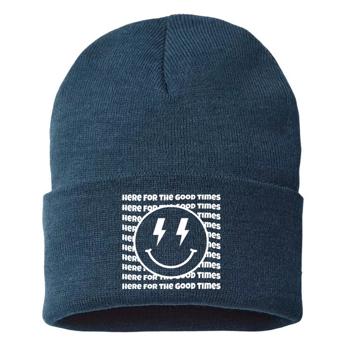 Here For The Good Times Retro Smile Sustainable Knit Beanie