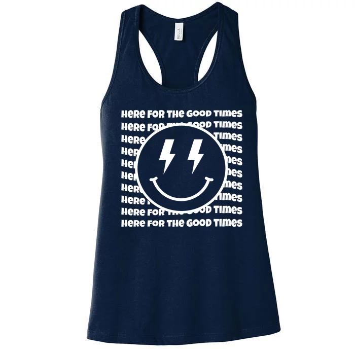 Here For The Good Times Retro Smile Women's Racerback Tank