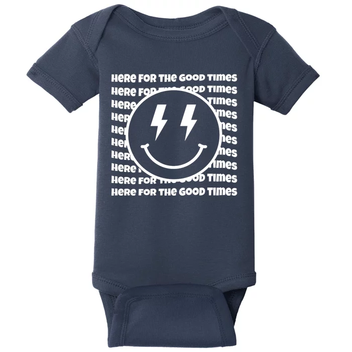 Here For The Good Times Retro Smile Baby Bodysuit