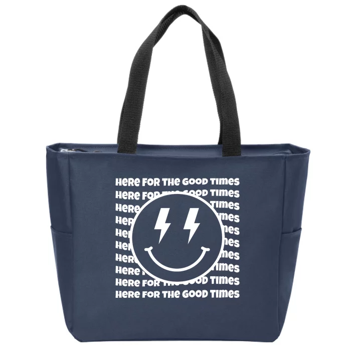 Here For The Good Times Retro Smile Zip Tote Bag