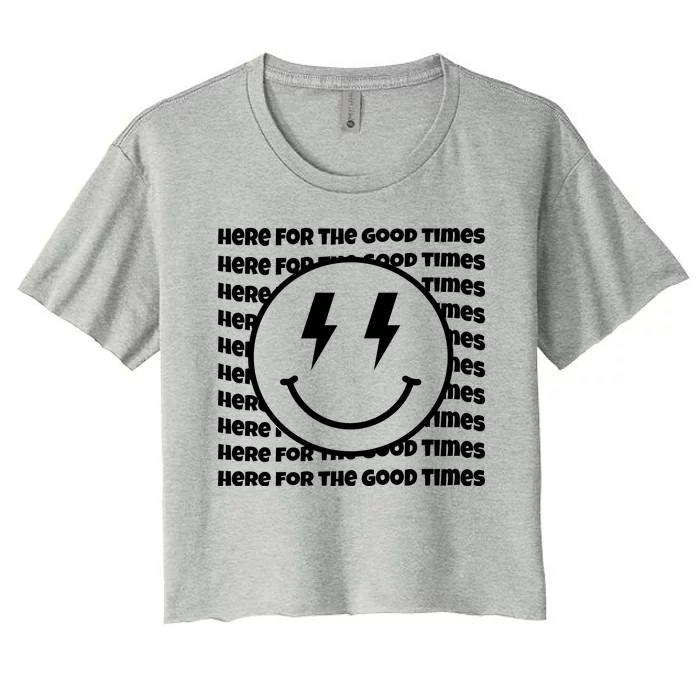 Here For The Good Times Retro Smile Women's Crop Top Tee