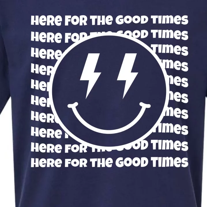 Here For The Good Times Retro Smile Sueded Cloud Jersey T-Shirt