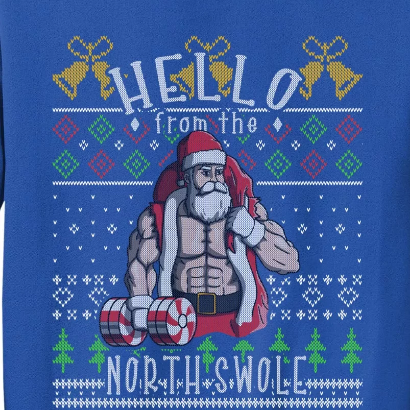 Hello From The North Swole Santa Claus Ugly Christmas Gym Cute Gift Tall Sweatshirt