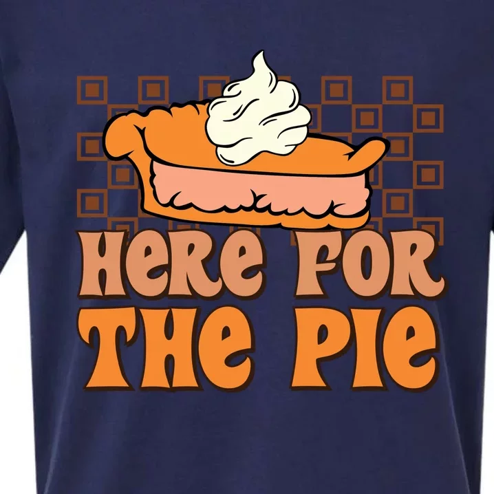 Here For The Pie Fall Vibes Autumn Season Thanksgiving Pumpkin Spice Funny Sueded Cloud Jersey T-Shirt