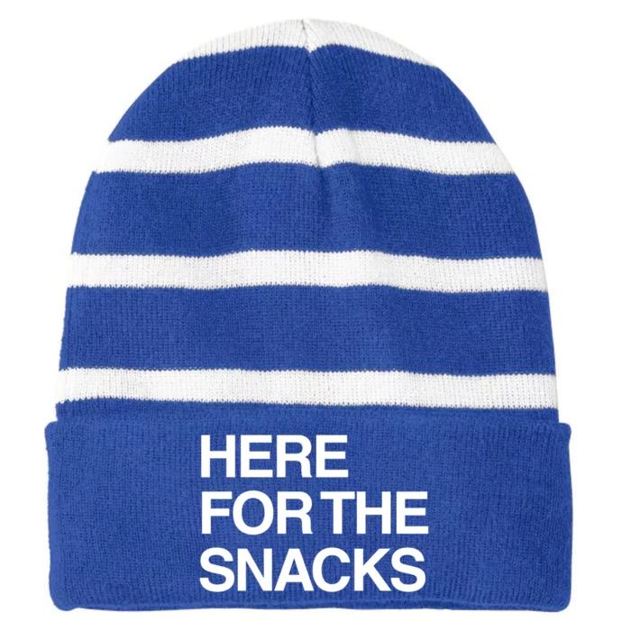 Here For The Snacks Great Gift Funny Foodie Gift Striped Beanie with Solid Band