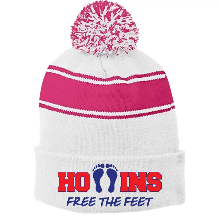 Hollins Free The Feet Stripe Pom Pom Beanie