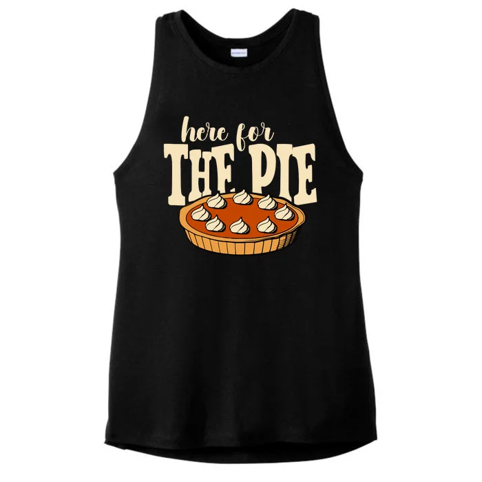 Here For The Pie Thanksgiving Holiday Ladies Tri-Blend Wicking Tank