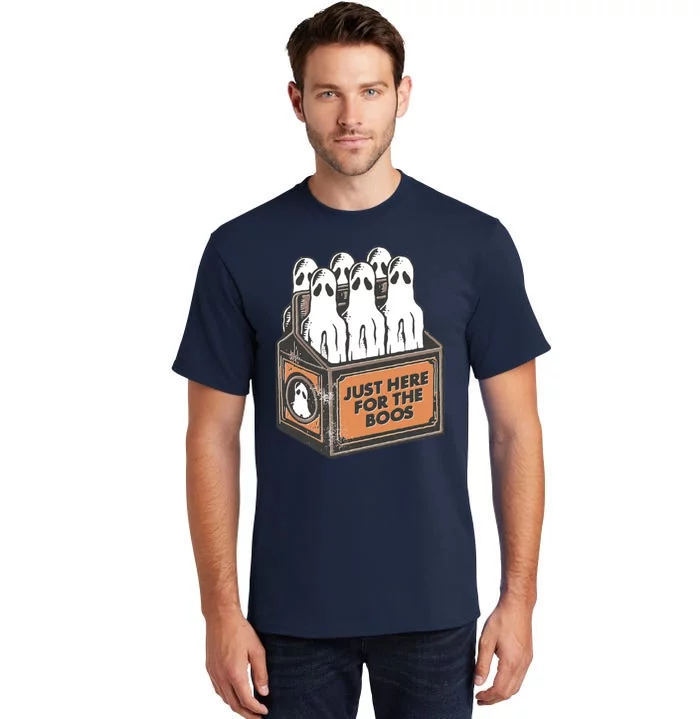 Here For The Boos Halloween 6 Pack Booze Ghost Beer Bottles Funny Humorous Retro Tall T-Shirt